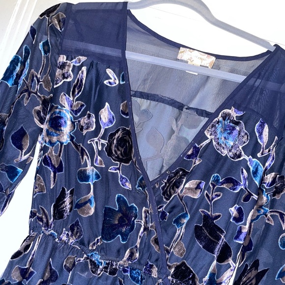 Multi Blue Velour and Sheer Dress Gray Accents! - Picture 8 of 9